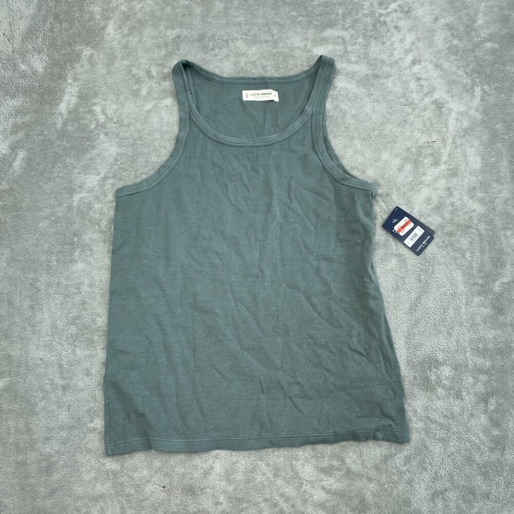 💥 Lucky Brand XL Green Tank Top Cotton Blend Sleeveless Lightweight  NWT 2187